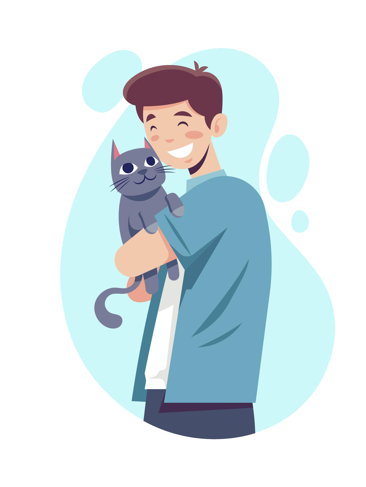 Ilustração: Homem Segurando um Gato.
